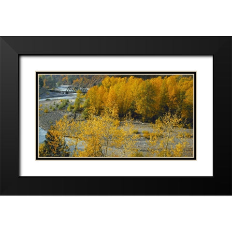 Hood River RR Bridge Black Modern Wood Framed Art Print with Double Matting by Leahy, Ike