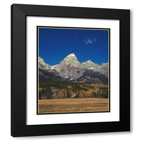 Cabin and Grand Teton Black Modern Wood Framed Art Print with Double Matting by Leahy, Ike