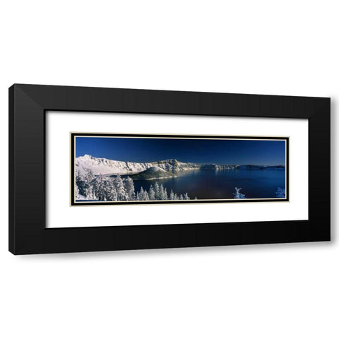 Winter at Crater Lake Black Modern Wood Framed Art Print with Double Matting by Leahy, Ike