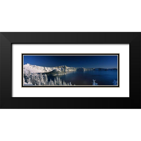 Winter at Crater Lake Black Modern Wood Framed Art Print with Double Matting by Leahy, Ike