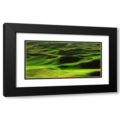 Palouse Green Black Modern Wood Framed Art Print with Double Matting by Leahy, Ike