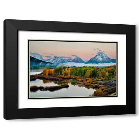 Fog Above Oxbow Bend Black Modern Wood Framed Art Print with Double Matting by Malvin, Larry
