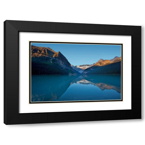 Lake Louise Dawn I Black Modern Wood Framed Art Print with Double Matting by Malvin, Larry