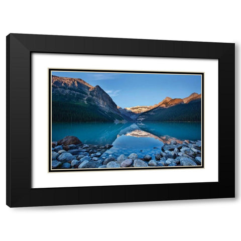 Lake Louise Dawn II Black Modern Wood Framed Art Print with Double Matting by Malvin, Larry