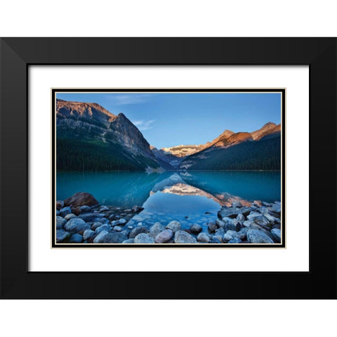 Lake Louise Dawn II Black Modern Wood Framed Art Print with Double Matting by Malvin, Larry