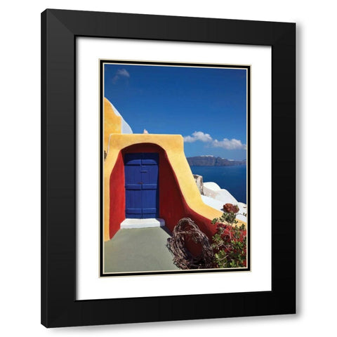Deck Ocean View I Black Modern Wood Framed Art Print with Double Matting by Malvin, Larry