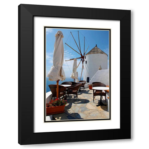 Restaurant Deck Windmill Black Modern Wood Framed Art Print with Double Matting by Malvin, Larry