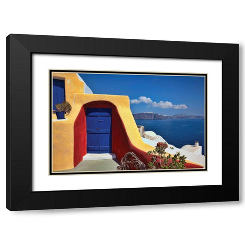 Deck Ocean View II Black Modern Wood Framed Art Print with Double Matting by Malvin, Larry