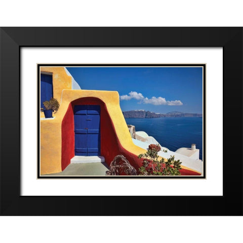 Deck Ocean View II Black Modern Wood Framed Art Print with Double Matting by Malvin, Larry