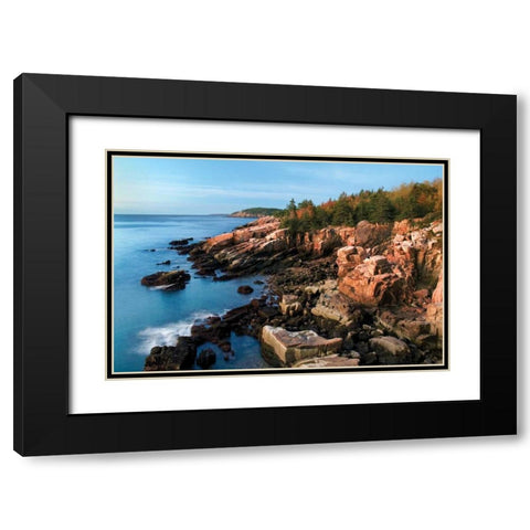 Acadia Coastline Black Modern Wood Framed Art Print with Double Matting by Malvin, Larry