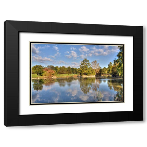 Flick Park Lake Black Modern Wood Framed Art Print with Double Matting by Malvin, Larry