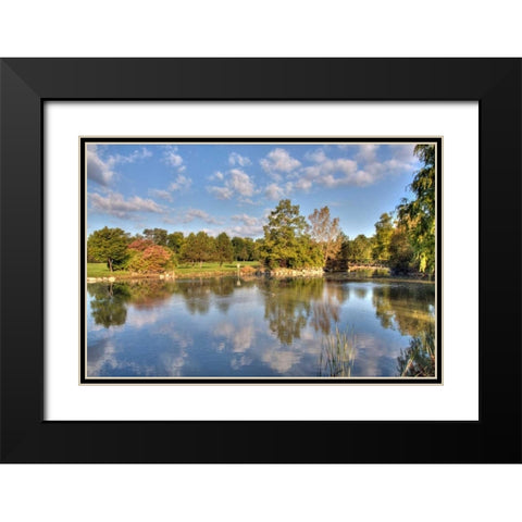 Flick Park Lake Black Modern Wood Framed Art Print with Double Matting by Malvin, Larry