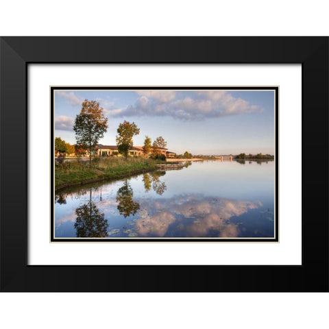 Lakeview Glen Black Modern Wood Framed Art Print with Double Matting by Malvin, Larry
