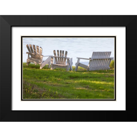 Seabeck Adirondacks Black Modern Wood Framed Art Print with Double Matting by Mahan, Kathy