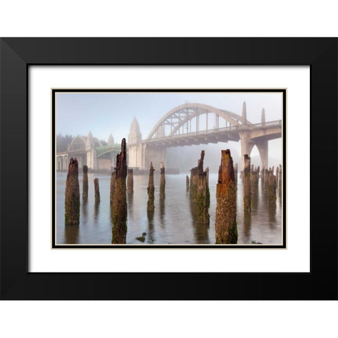 Suslaw River Bridge III Black Modern Wood Framed Art Print with Double Matting by Mahan, Kathy