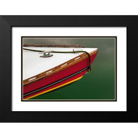 Deer Harbor Boat I Black Modern Wood Framed Art Print with Double Matting by Mahan, Kathy