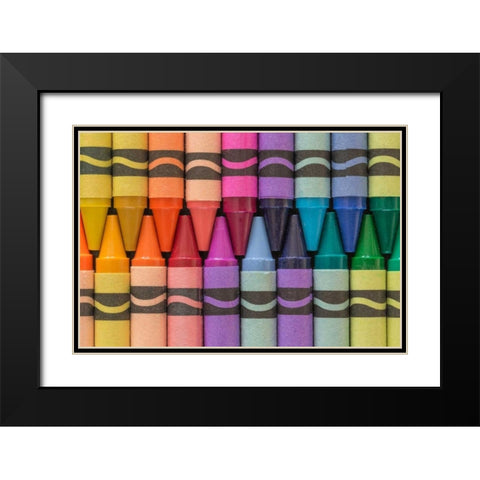 Crayons of a Rainbow I Black Modern Wood Framed Art Print with Double Matting by Mahan, Kathy