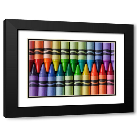 Crayons of a Rainbow II Black Modern Wood Framed Art Print with Double Matting by Mahan, Kathy