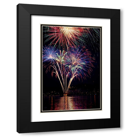 Poulsbo Fireworks I Black Modern Wood Framed Art Print with Double Matting by Mahan, Kathy