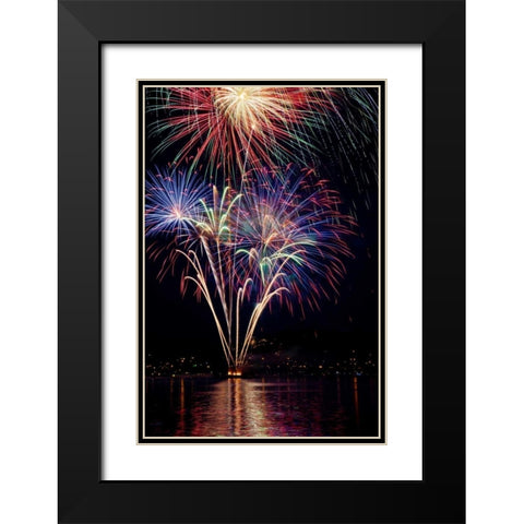 Poulsbo Fireworks I Black Modern Wood Framed Art Print with Double Matting by Mahan, Kathy