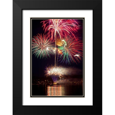 Poulsbo Fireworks II Black Modern Wood Framed Art Print with Double Matting by Mahan, Kathy