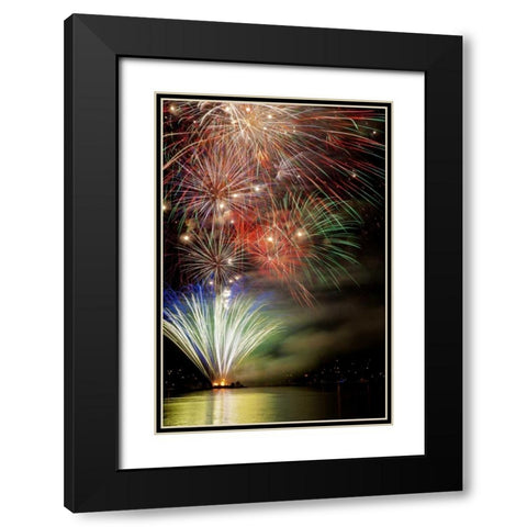 Poulsbo Fireworks III Black Modern Wood Framed Art Print with Double Matting by Mahan, Kathy