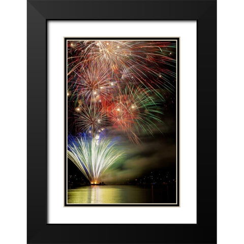 Poulsbo Fireworks III Black Modern Wood Framed Art Print with Double Matting by Mahan, Kathy