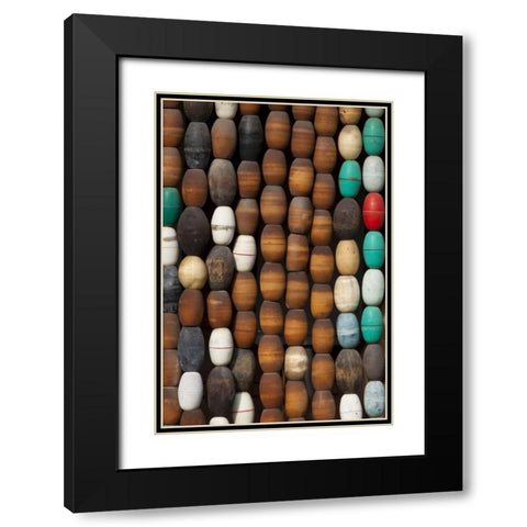 Fishing Floats III Black Modern Wood Framed Art Print with Double Matting by Mahan, Kathy
