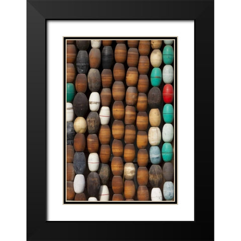 Fishing Floats III Black Modern Wood Framed Art Print with Double Matting by Mahan, Kathy