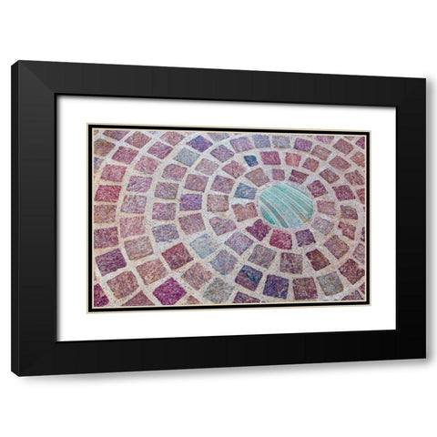 Circular Bricks Black Modern Wood Framed Art Print with Double Matting by Mahan, Kathy