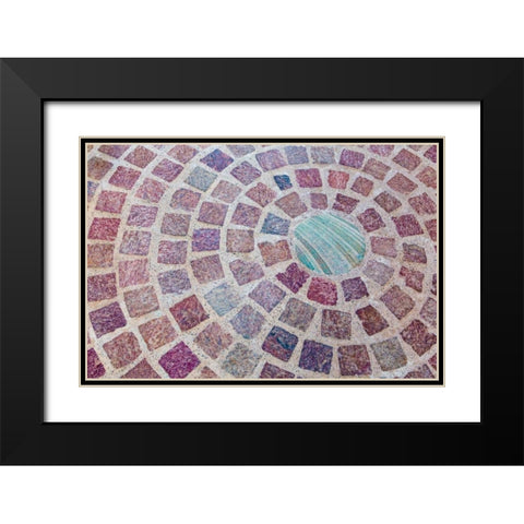 Circular Bricks Black Modern Wood Framed Art Print with Double Matting by Mahan, Kathy