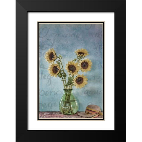 Sunflowers I Black Modern Wood Framed Art Print with Double Matting by Mahan, Kathy