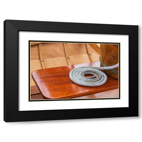 On the Boat II Black Modern Wood Framed Art Print with Double Matting by Mahan, Kathy
