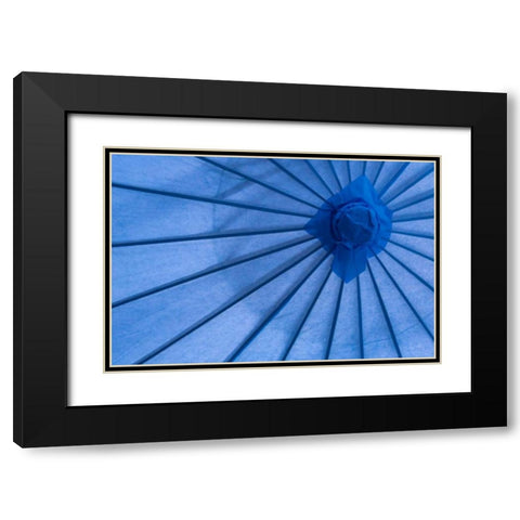 Blue Umbrella Black Modern Wood Framed Art Print with Double Matting by Mahan, Kathy