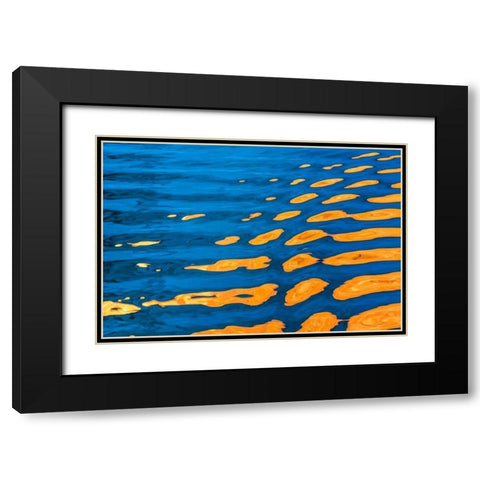 Gold and Blue II Black Modern Wood Framed Art Print with Double Matting by Mahan, Kathy
