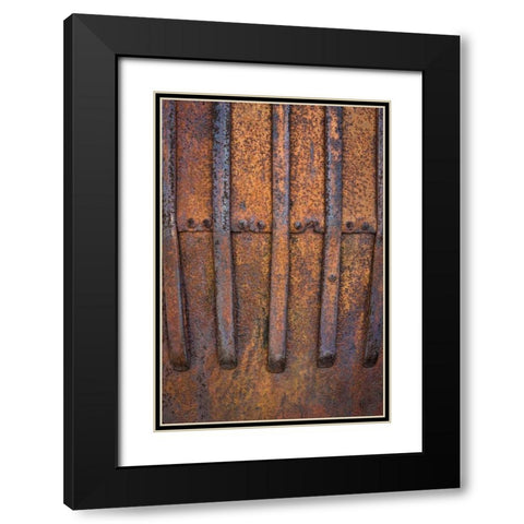 Rusty Metal V Black Modern Wood Framed Art Print with Double Matting by Mahan, Kathy
