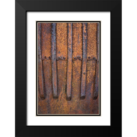 Rusty Metal V Black Modern Wood Framed Art Print with Double Matting by Mahan, Kathy