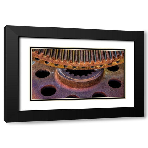 Rusty Gears I Black Modern Wood Framed Art Print with Double Matting by Mahan, Kathy