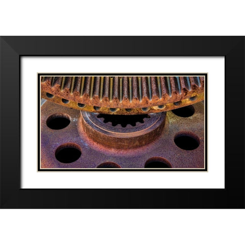 Rusty Gears I Black Modern Wood Framed Art Print with Double Matting by Mahan, Kathy