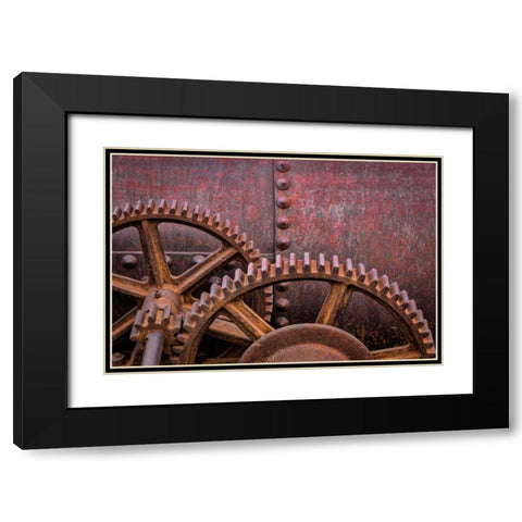 Rusty Gears II Black Modern Wood Framed Art Print with Double Matting by Mahan, Kathy