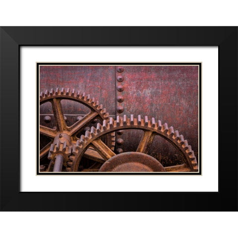 Rusty Gears II Black Modern Wood Framed Art Print with Double Matting by Mahan, Kathy