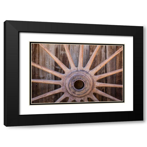 Wagon Wheel I Black Modern Wood Framed Art Print with Double Matting by Mahan, Kathy