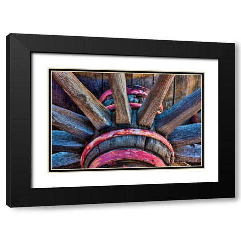 Wagon Wheel II Black Modern Wood Framed Art Print with Double Matting by Mahan, Kathy