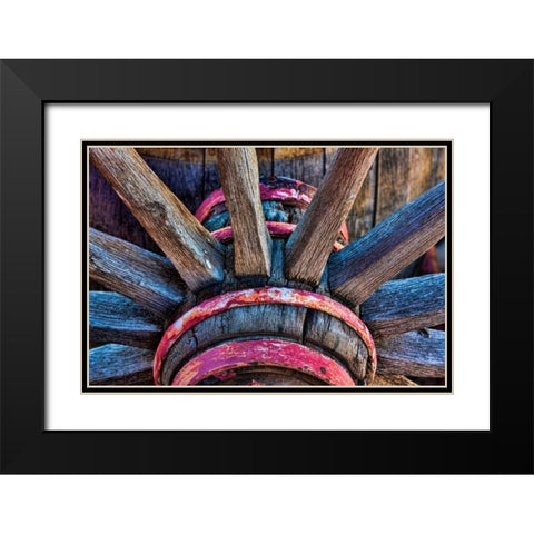Wagon Wheel II Black Modern Wood Framed Art Print with Double Matting by Mahan, Kathy