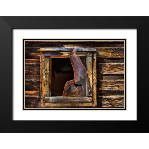 Cabin Window Black Modern Wood Framed Art Print with Double Matting by Mahan, Kathy