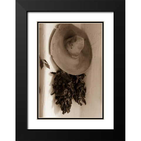 Old Hat and Ristras Black Modern Wood Framed Art Print with Double Matting by Mahan, Kathy