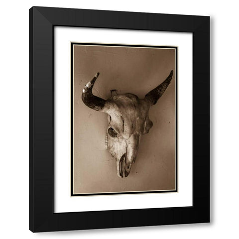 Steer Skull Black Modern Wood Framed Art Print with Double Matting by Mahan, Kathy