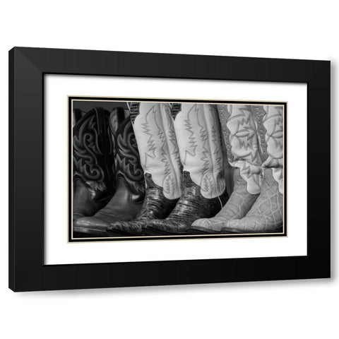 Cowboy Boots BW II Black Modern Wood Framed Art Print with Double Matting by Mahan, Kathy