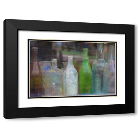 Old Bottles II Black Modern Wood Framed Art Print with Double Matting by Mahan, Kathy