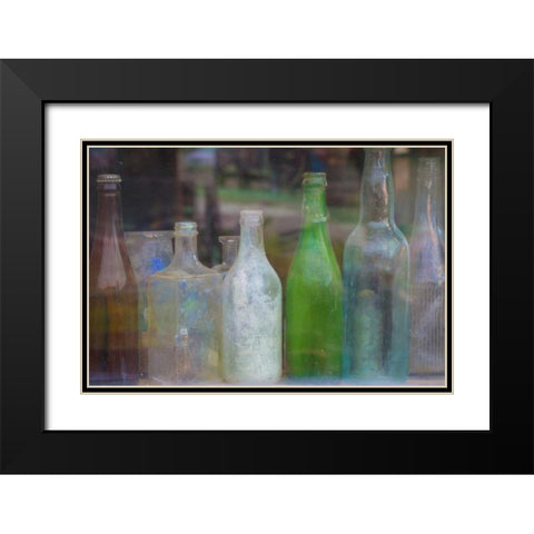 Old Bottles II Black Modern Wood Framed Art Print with Double Matting by Mahan, Kathy